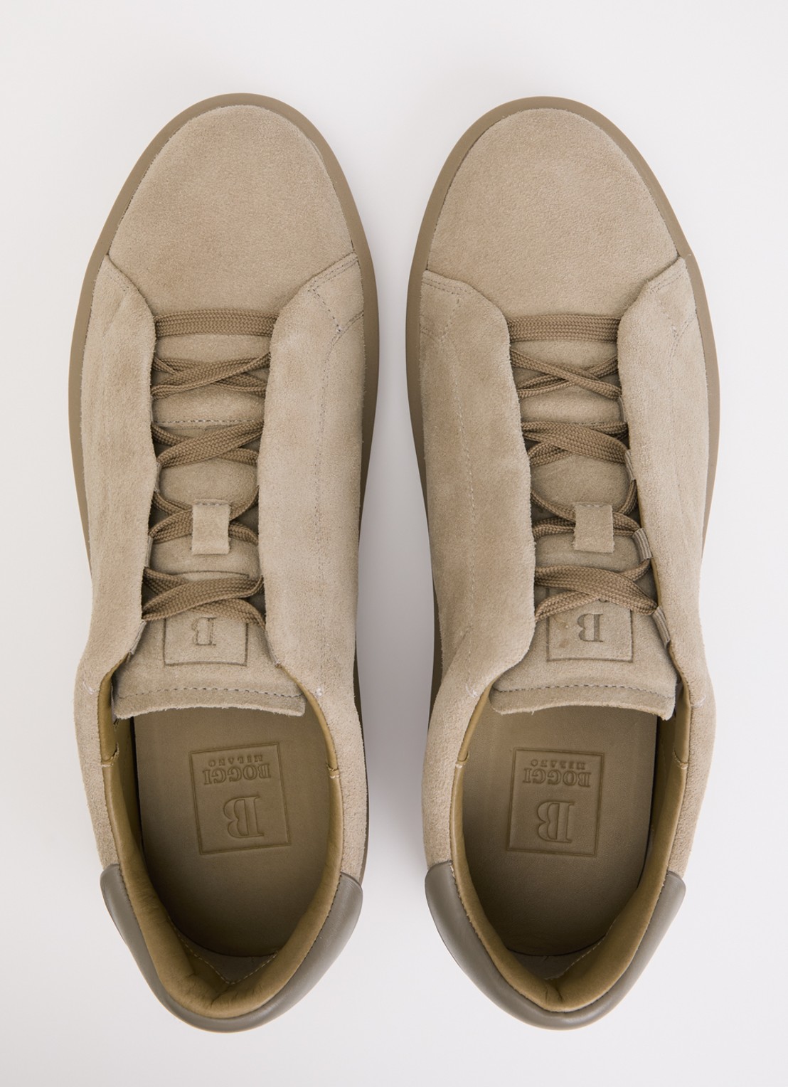 Boggi Milano Sneaker van suède - detail 2 beige