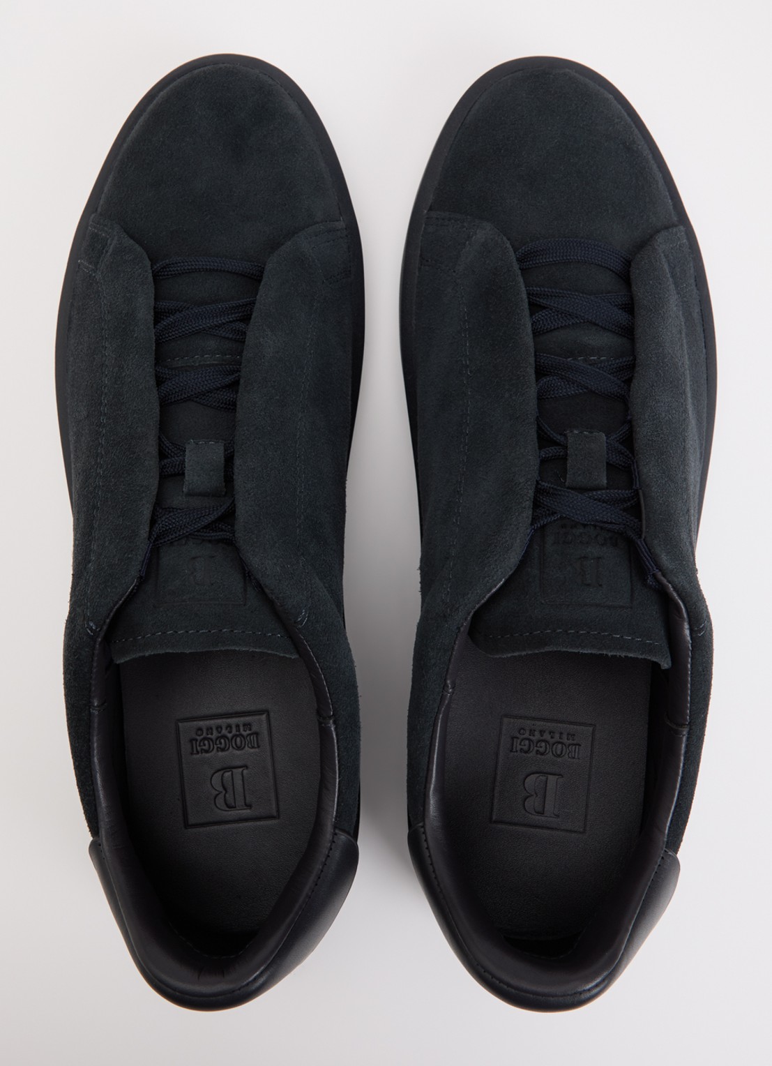 Boggi Milano Sneaker van suède - detail 2 donkerblauw