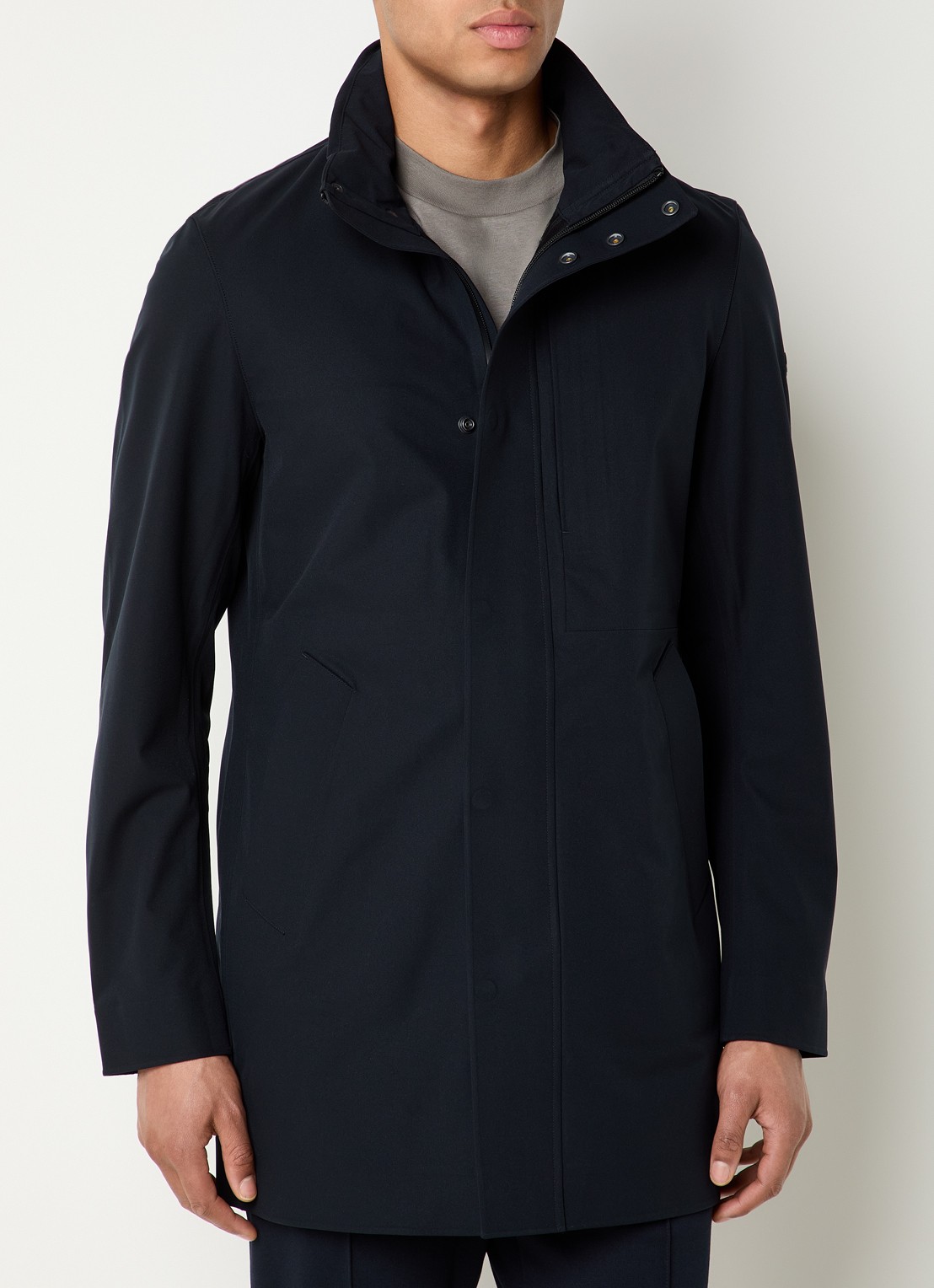 Boggi Milano Softshell jack met opbergbare capuchon en steekzakken - detail 4 donkerblauw