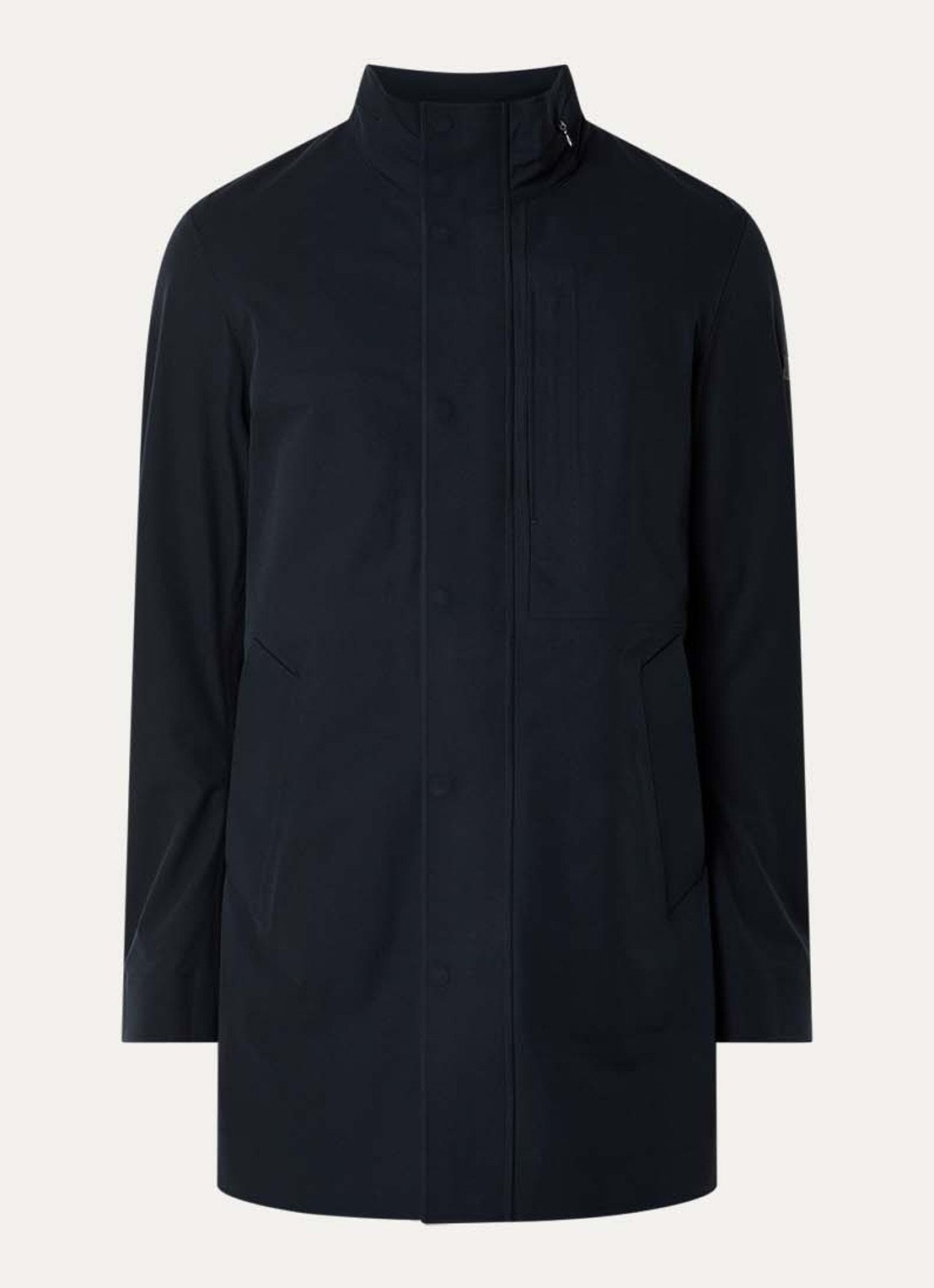 Boggi Milano Softshell jack met opbergbare capuchon en steekzakken - voorkant 2 donkerblauw
