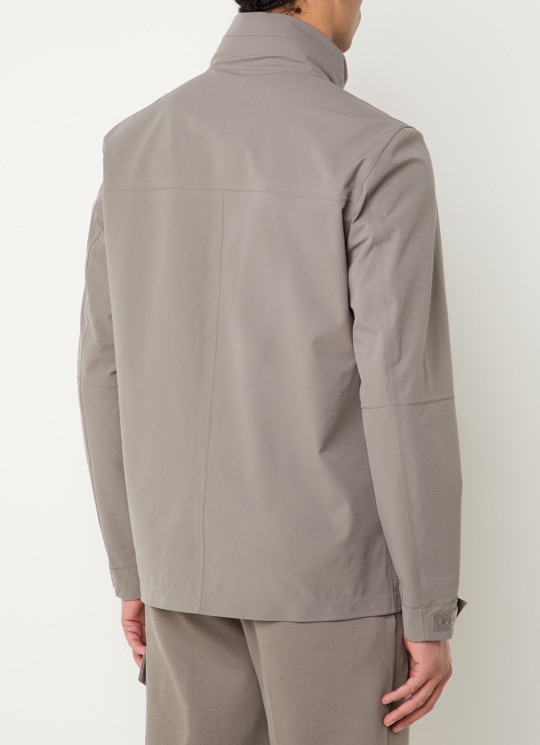 Boggi Milano Softshell jack met opbergbare capuchon en steekzakken - achterkant 3 bronsgroen