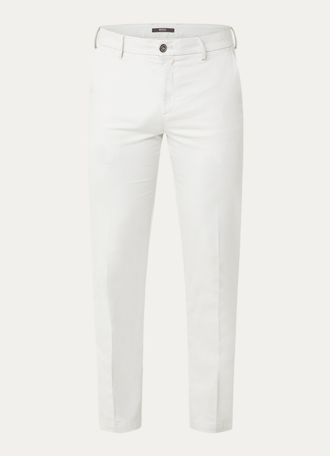 Boggi Milano Straight fit chino met steekzakken - voorkant 2 gebroken wit