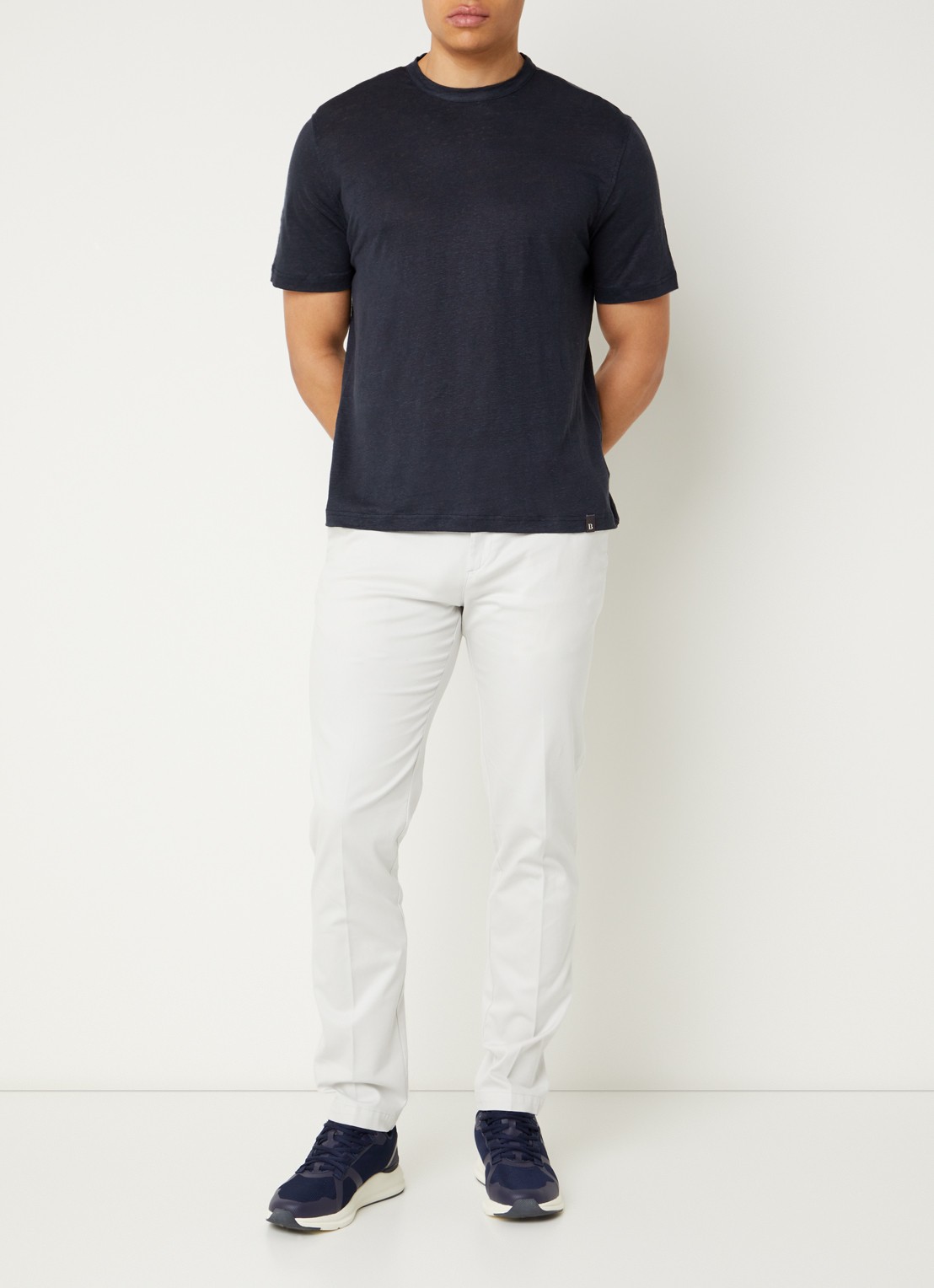 Boggi Milano Straight fit chino met steekzakken - voorkant 3 gebroken wit