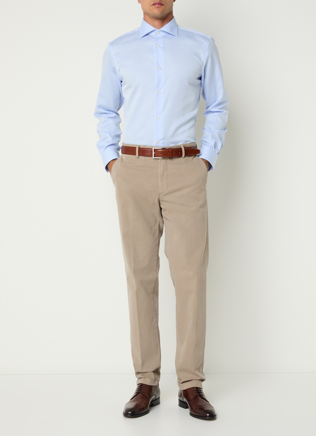 Boggi Milano Straight fit joggingbroek met steekzakken - voorkant 5 beige