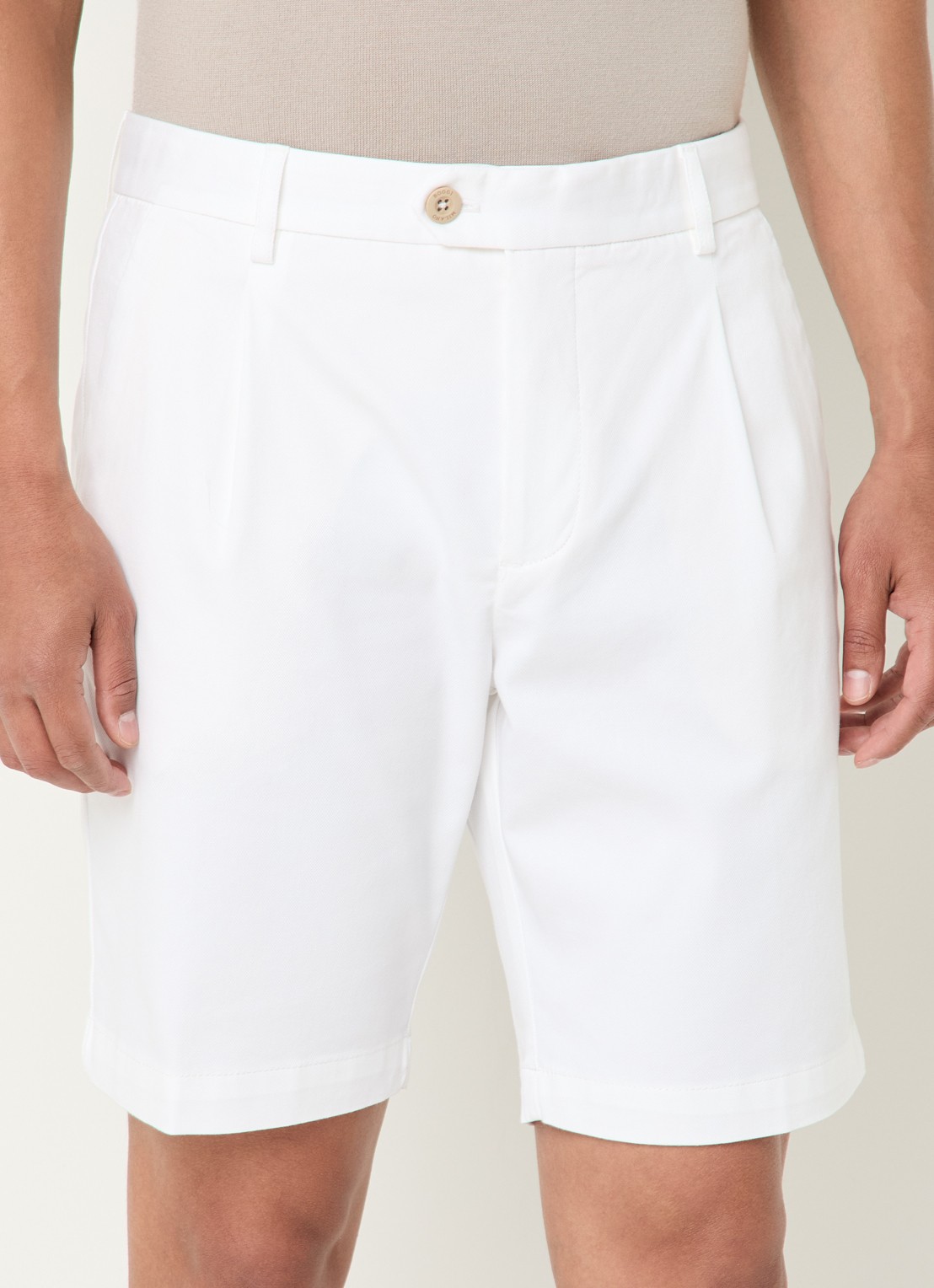 Boggi Milano Straight fit korte broek  met steekzakken - detail 4 wit