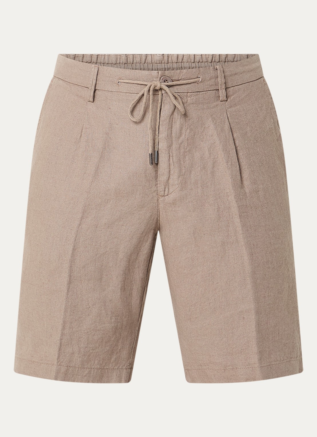 Boggi Milano Straight fit korte broek van linnen met steekzakken - voorkant zand