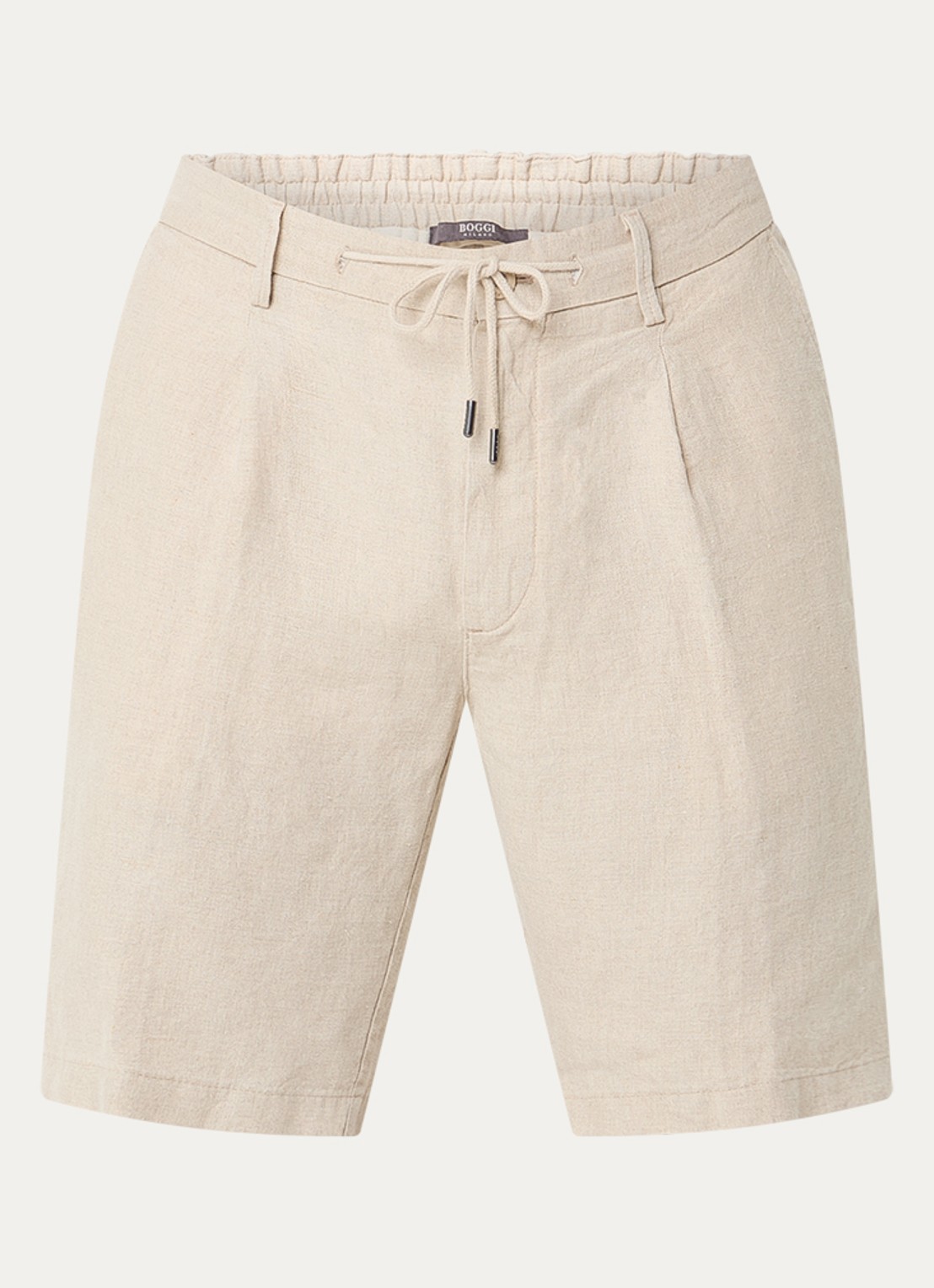 Boggi Milano Straight fit korte broek van linnen met steekzakken - voorkant beige