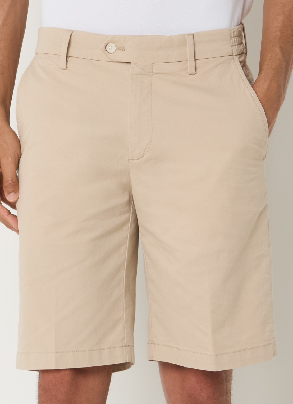 Boggi Milano Straight fit korte chino met steekzakken - detail 4 creme