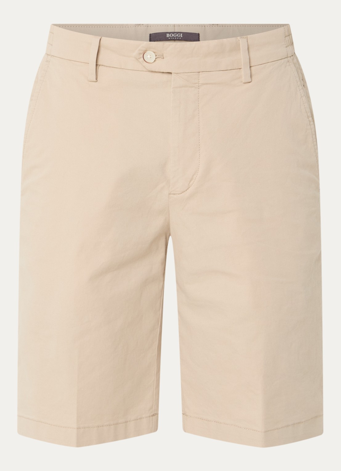 Boggi Milano Straight fit korte chino met steekzakken - voorkant 2 creme