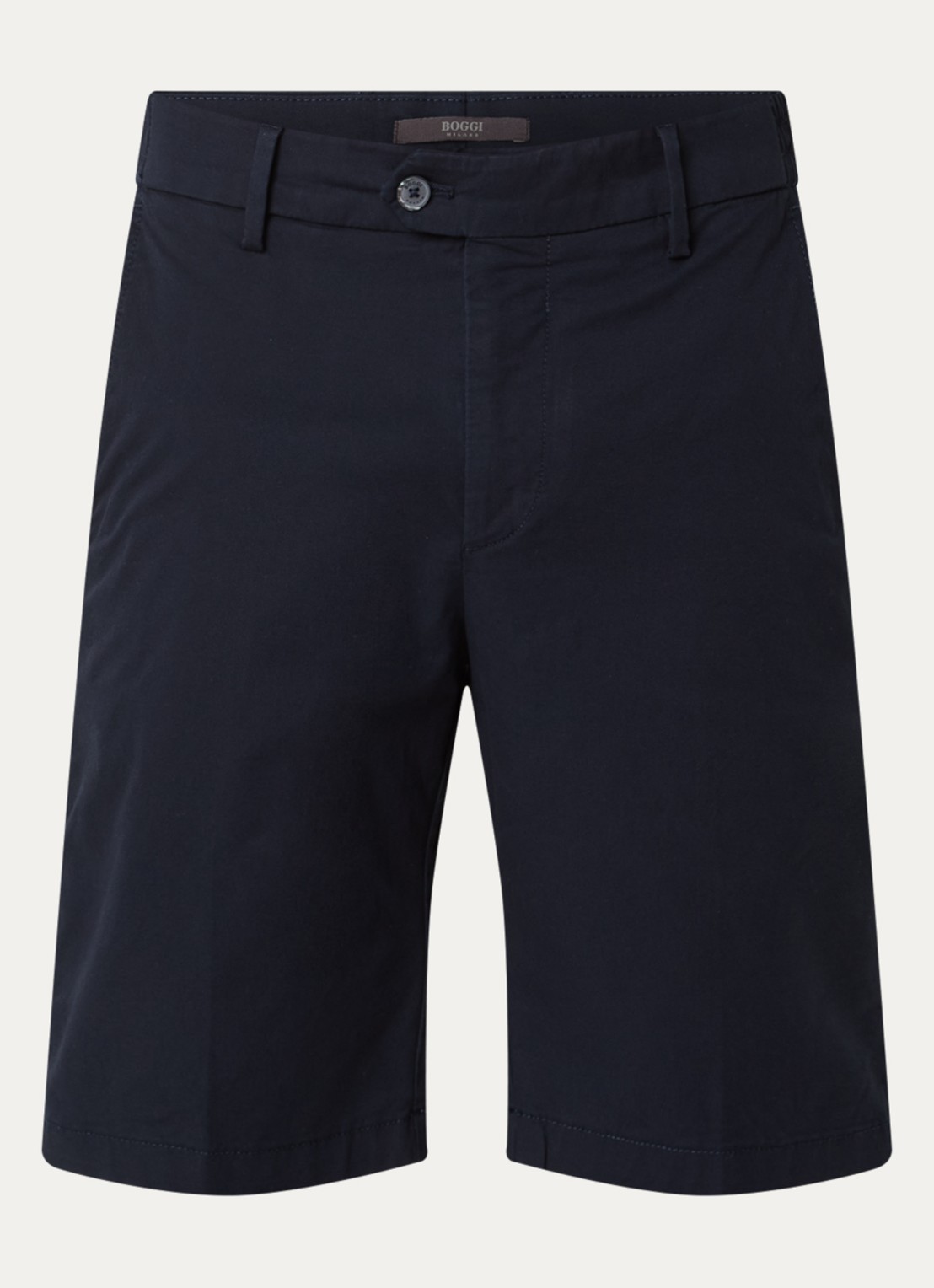 Boggi Milano Straight fit korte chino met steekzakken - voorkant donkerblauw