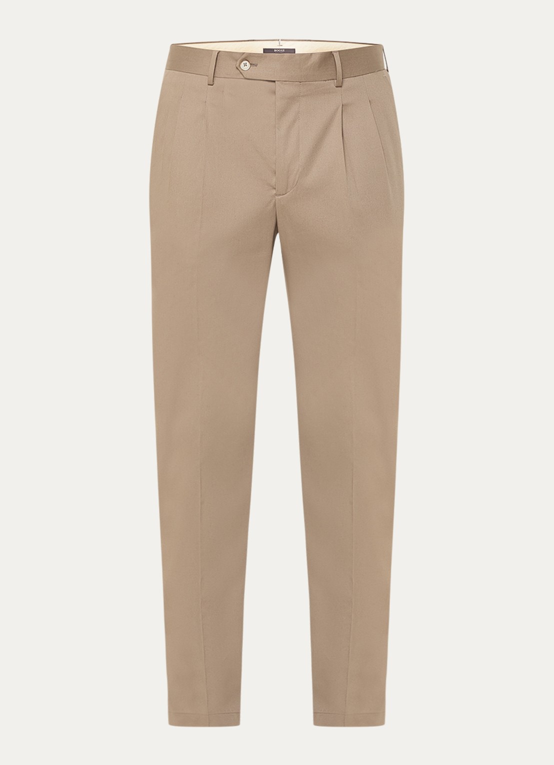 Boggi Milano Straight fit pantalon met persplooi en steekzakken - voorkant bruin