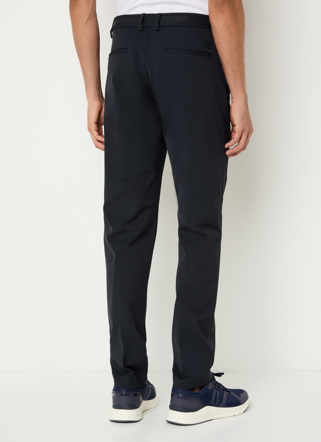 Boggi Milano Straight fit pantalon met steekzakken - achterkant donkerblauw