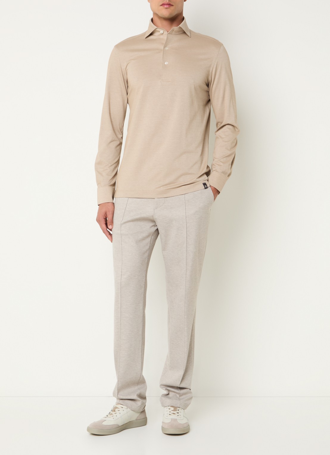 Boggi Milano Straight fit pantalon met trekkoord en steekzakken - voorkant 3 creme