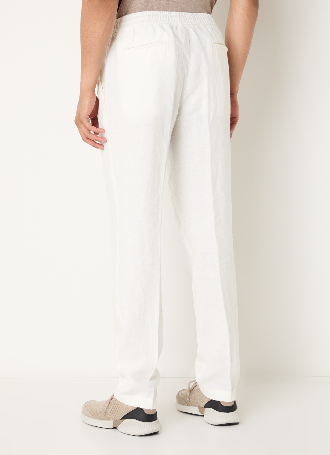 Boggi Milano Straight fit pantalon van linnen met steekzakken - achterkant 3 gebroken wit