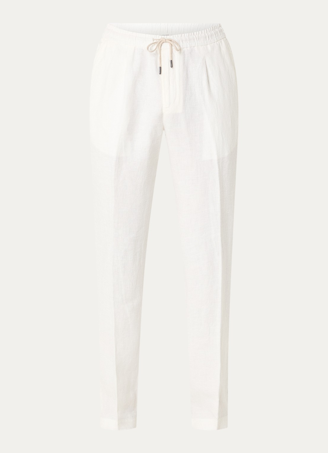 Boggi Milano Straight fit pantalon van linnen met steekzakken - voorkant gebroken wit