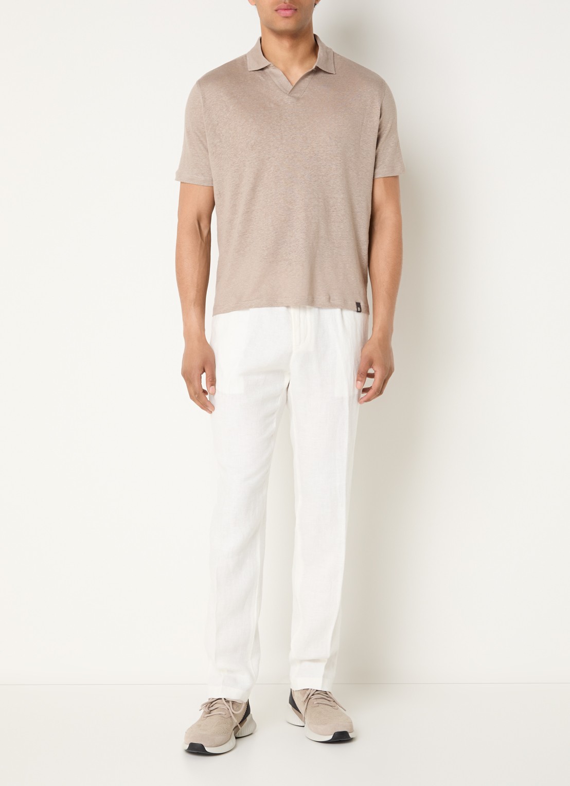 Boggi Milano Straight fit pantalon van linnen met steekzakken - voorkant 2 gebroken wit