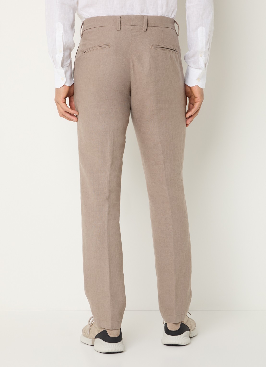 Boggi Milano Straight fit pantalon van linnen met steekzakken - achterkant 3 zand