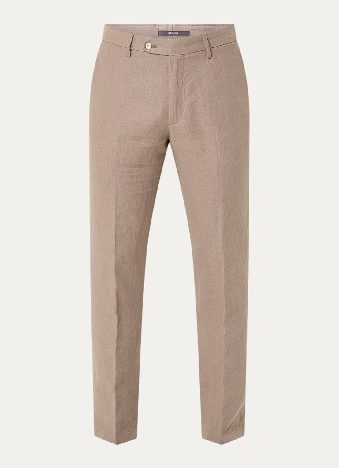 Boggi Milano Straight fit pantalon van linnen met steekzakken - voorkant zand