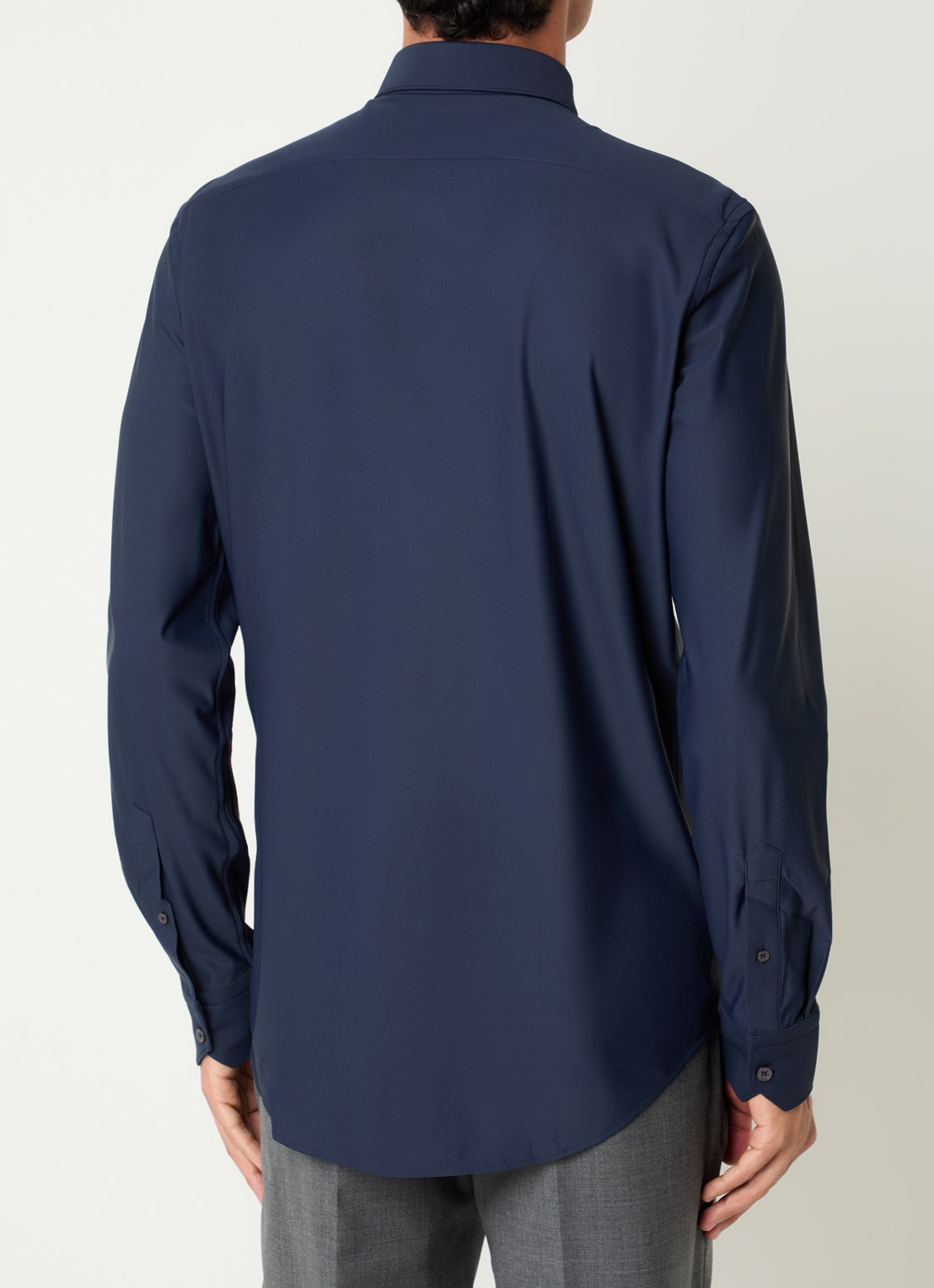 Boggi Milano Strijkvrij regular fit overhemd met stretch - achterkant 2 donkerblauw