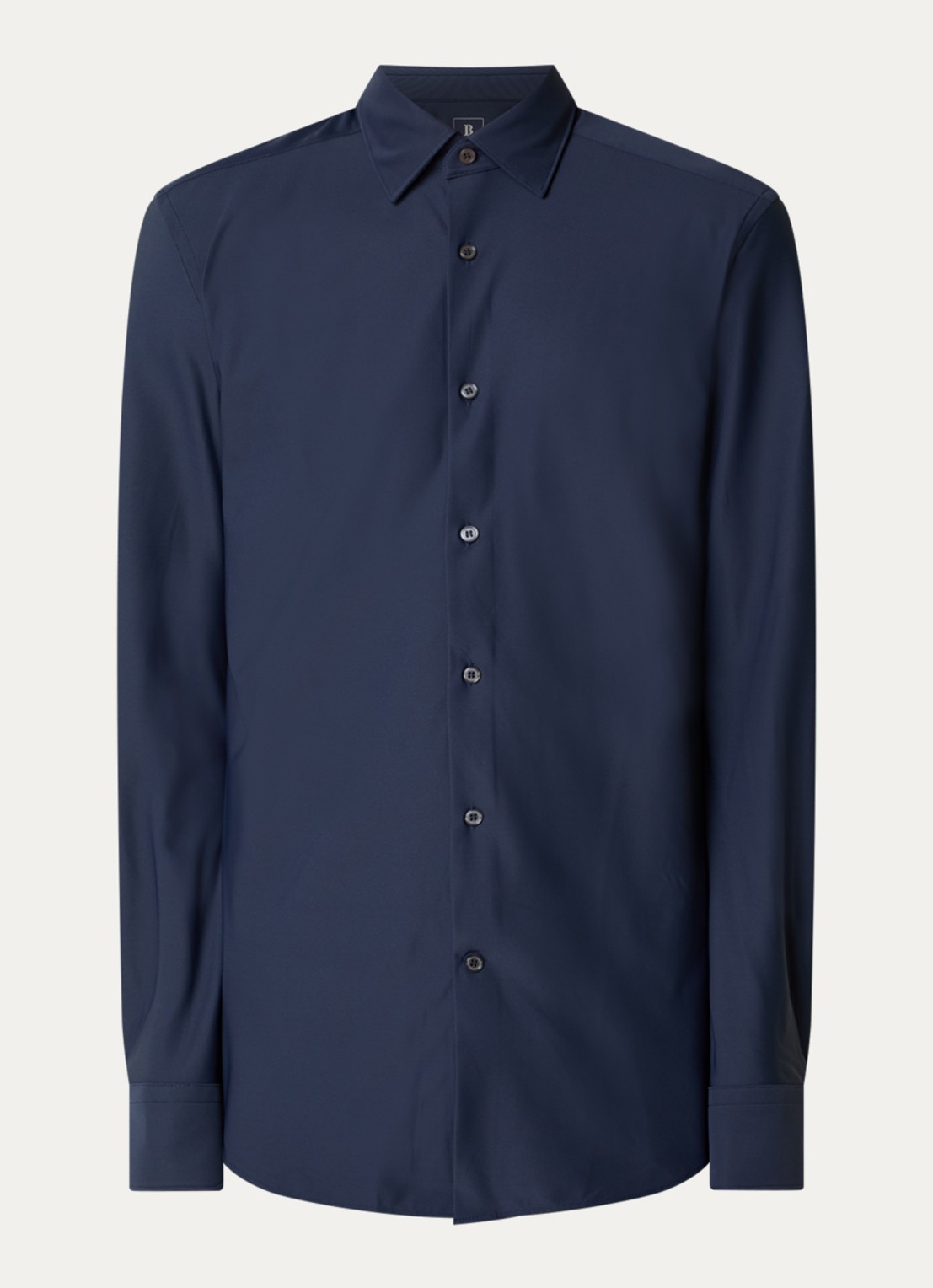 Boggi Milano Strijkvrij regular fit overhemd met stretch - voorkant 3 donkerblauw