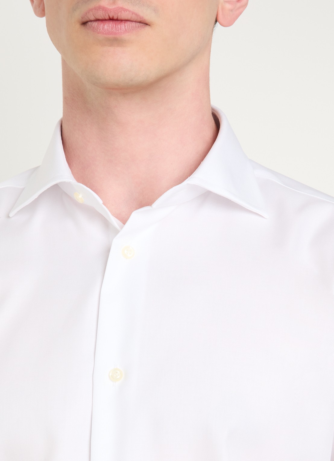Boggi Milano Strijkvrij slim fit overhemd met widespread kraag - detail 2 wit