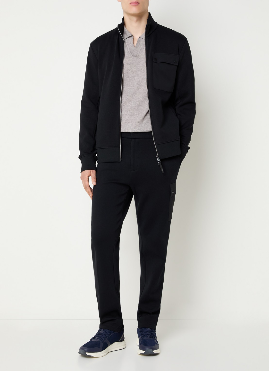 Boggi Milano Sweatvest met borstzak - voorkant 3 zwart