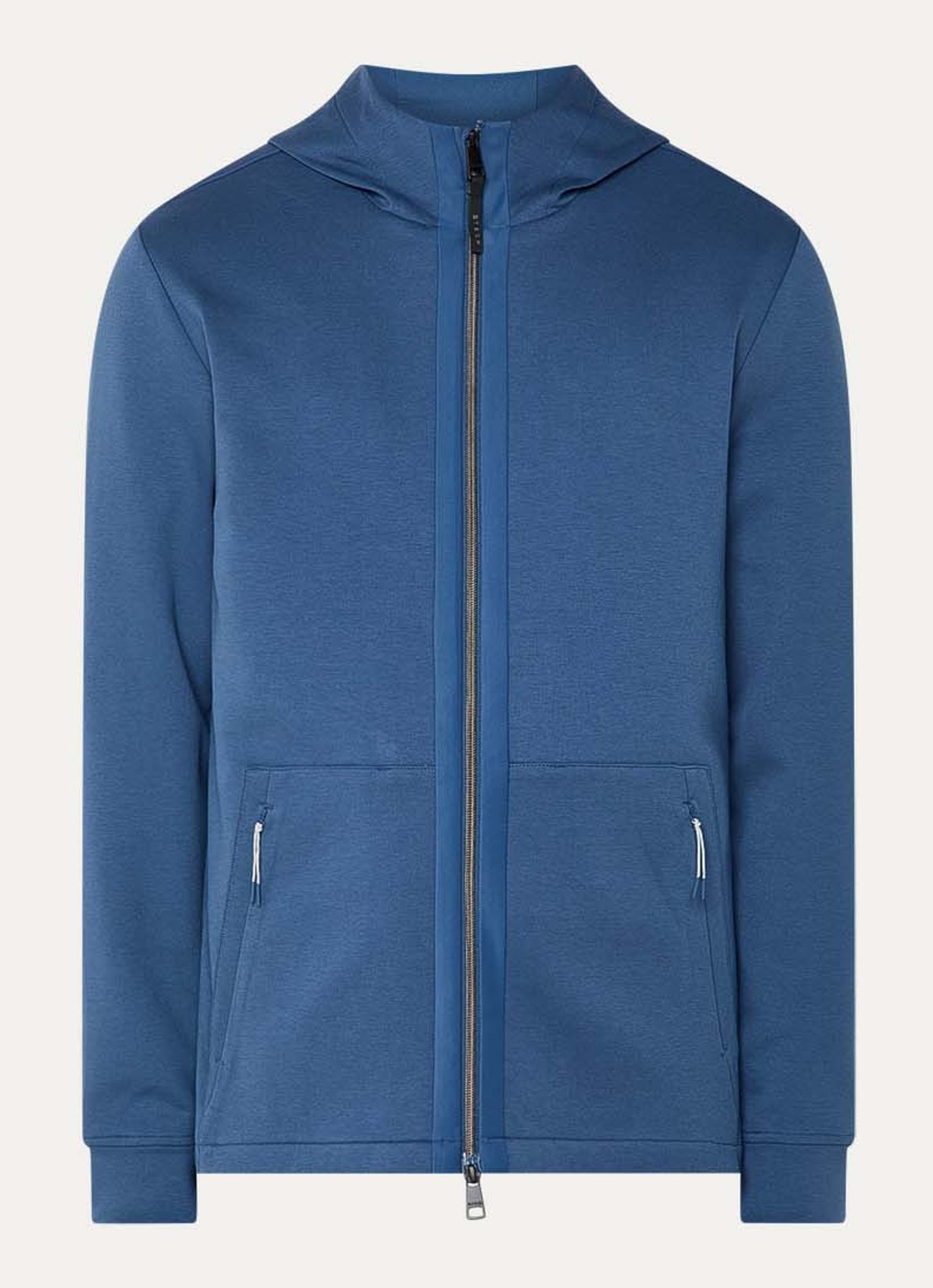 Boggi Milano Sweatvest met ritszakken - voorkant 2 staalblauw