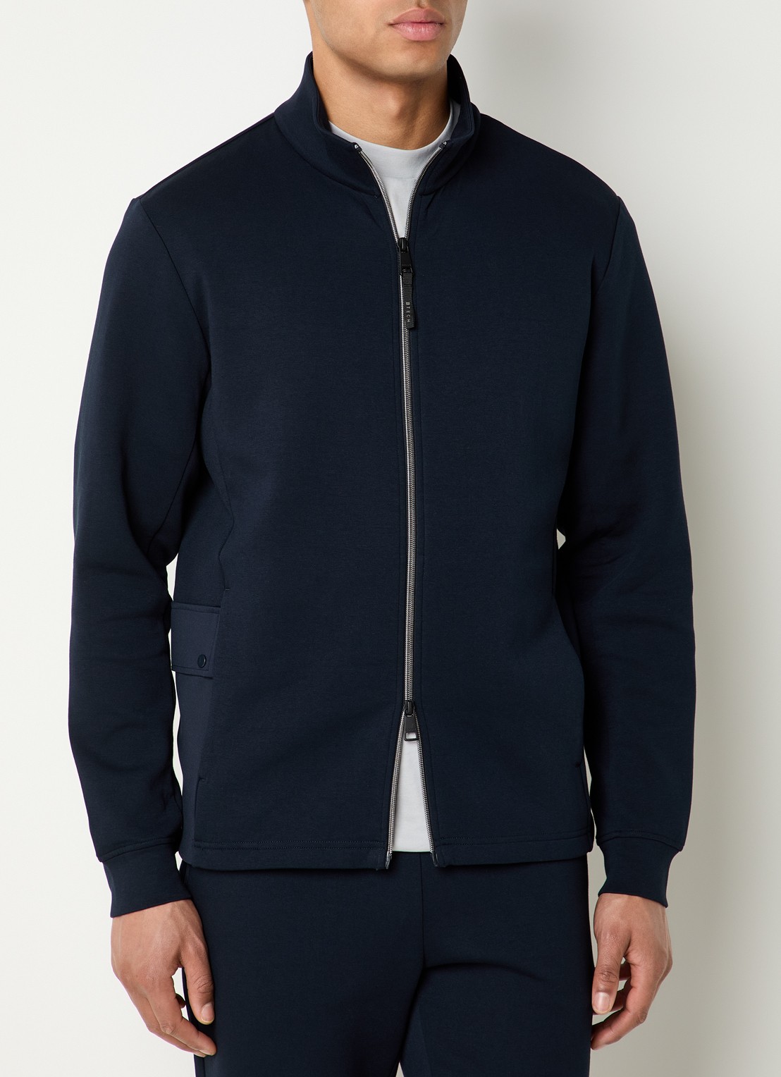 Boggi Milano Sweatvest met ritszakken - detail 4 donkerblauw