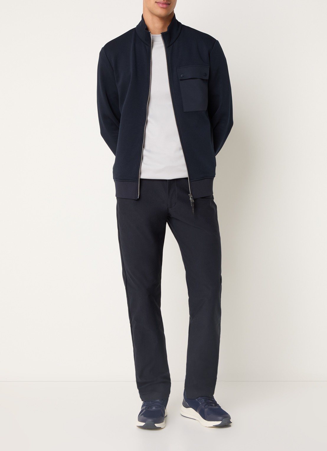 Boggi Milano Sweatvest met ritszakken - voorkant 4 donkerblauw