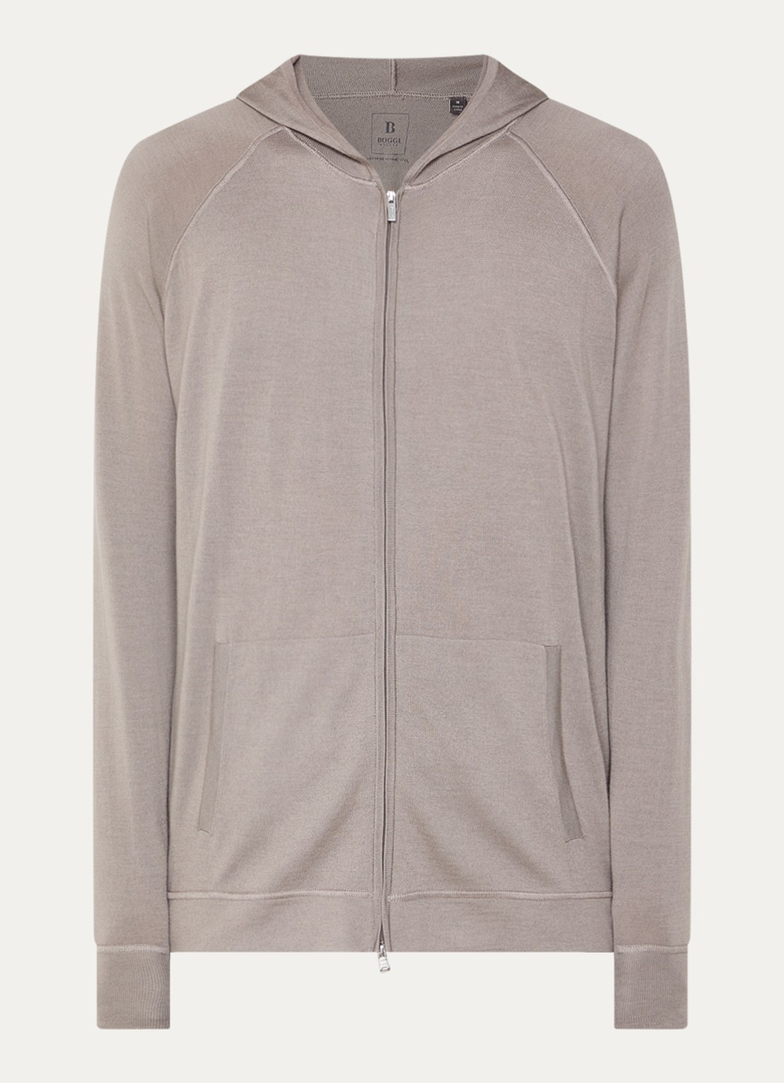Boggi Milano Sweatvest met steekzakken - voorkant donkerbeige