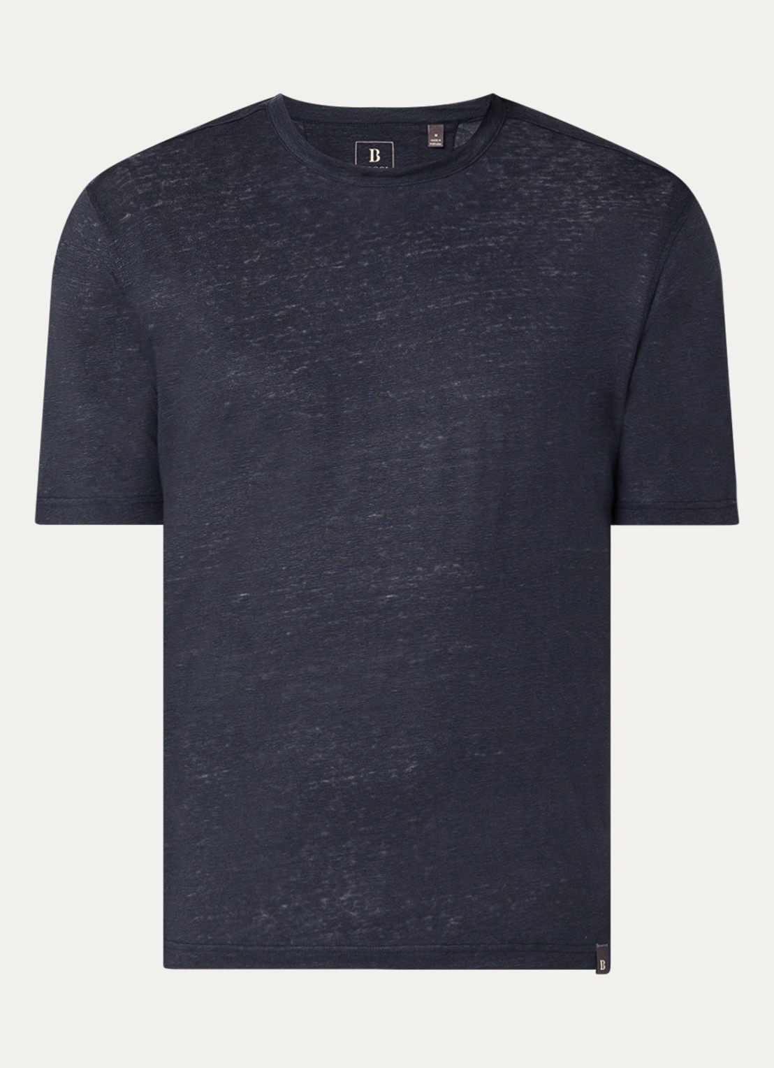 Boggi Milano T-shirt in linnenblend met ronde hals - voorkant 2 donkerblauw