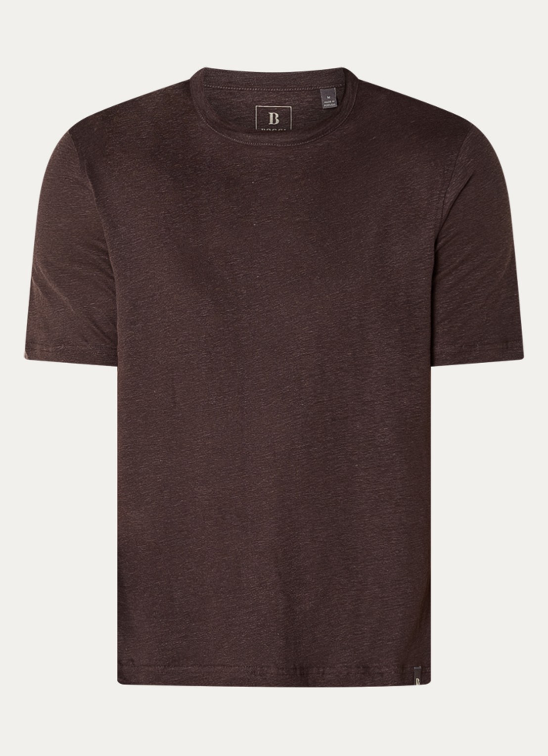 Boggi Milano T-shirt in linnenblend - voorkant 3 kastanjebruin