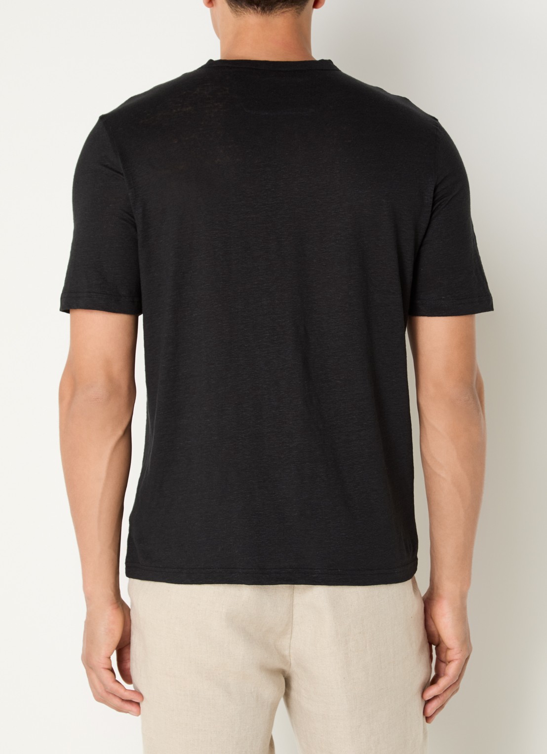 Boggi Milano T-shirt in linnenblend - achterkant antraciet