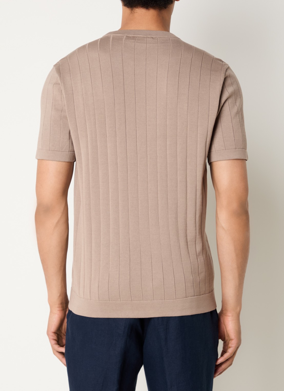 Boggi Milano T-shirt in zijdeblend met ronde hals - achterkant 4 zand