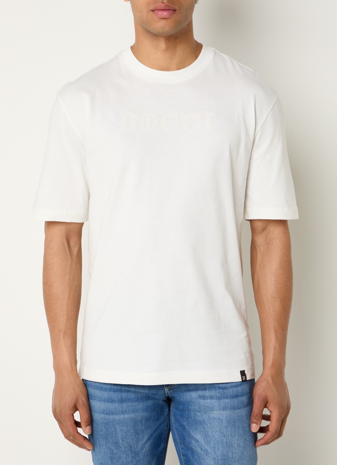 Boggi Milano T-shirt met logoprint - detail 3 wit