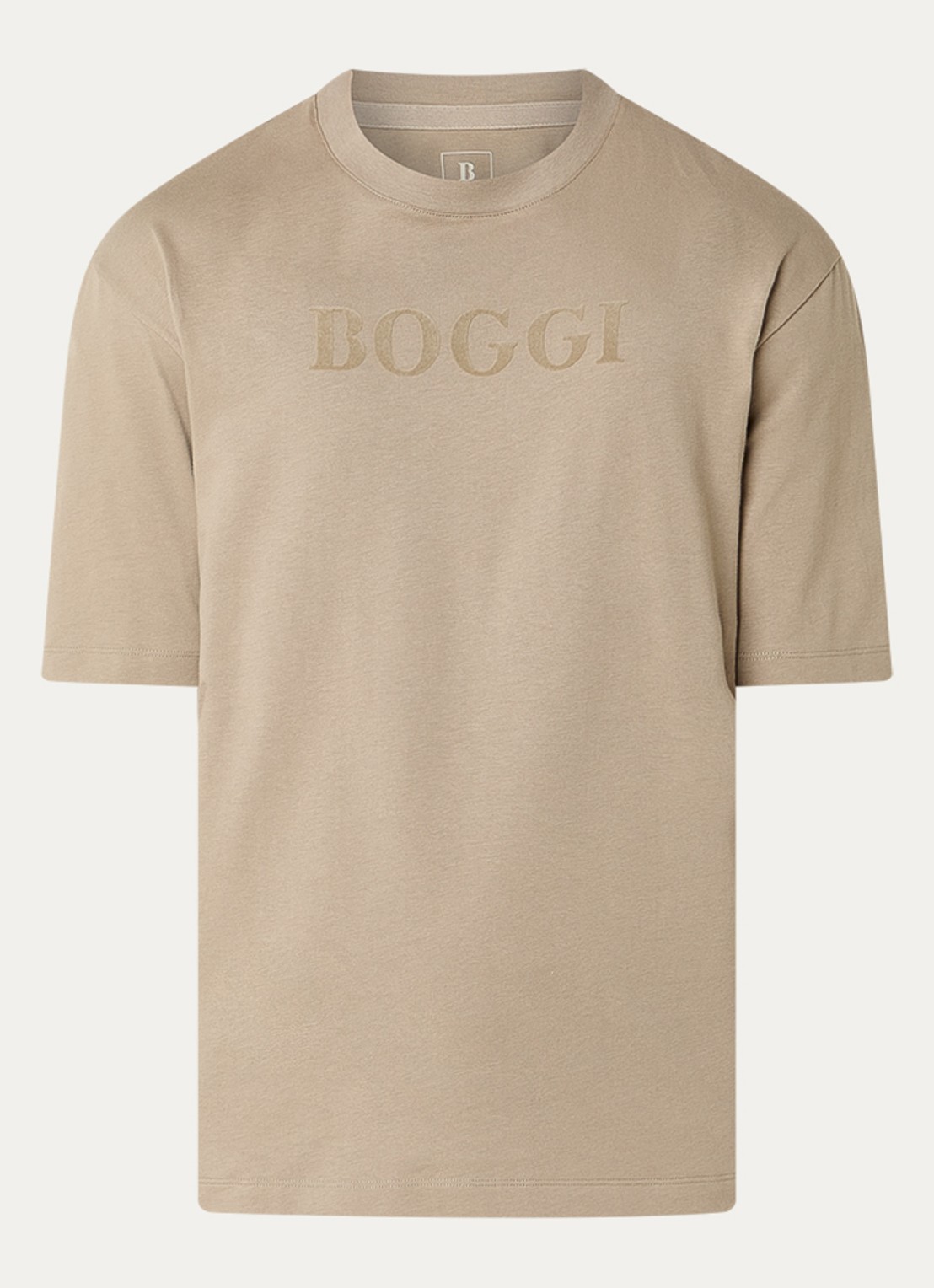 Boggi Milano T-shirt met ronde hals - voorkant 2 donkerbeige