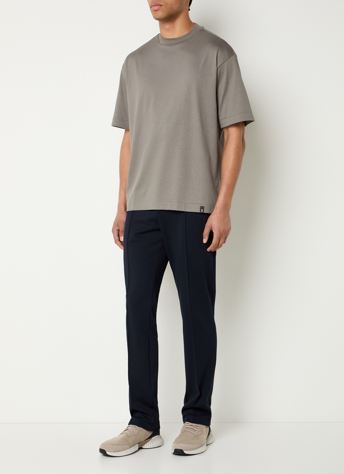 Boggi Milano T-shirt met ronde hals - voorkant 2 donkergrijs
