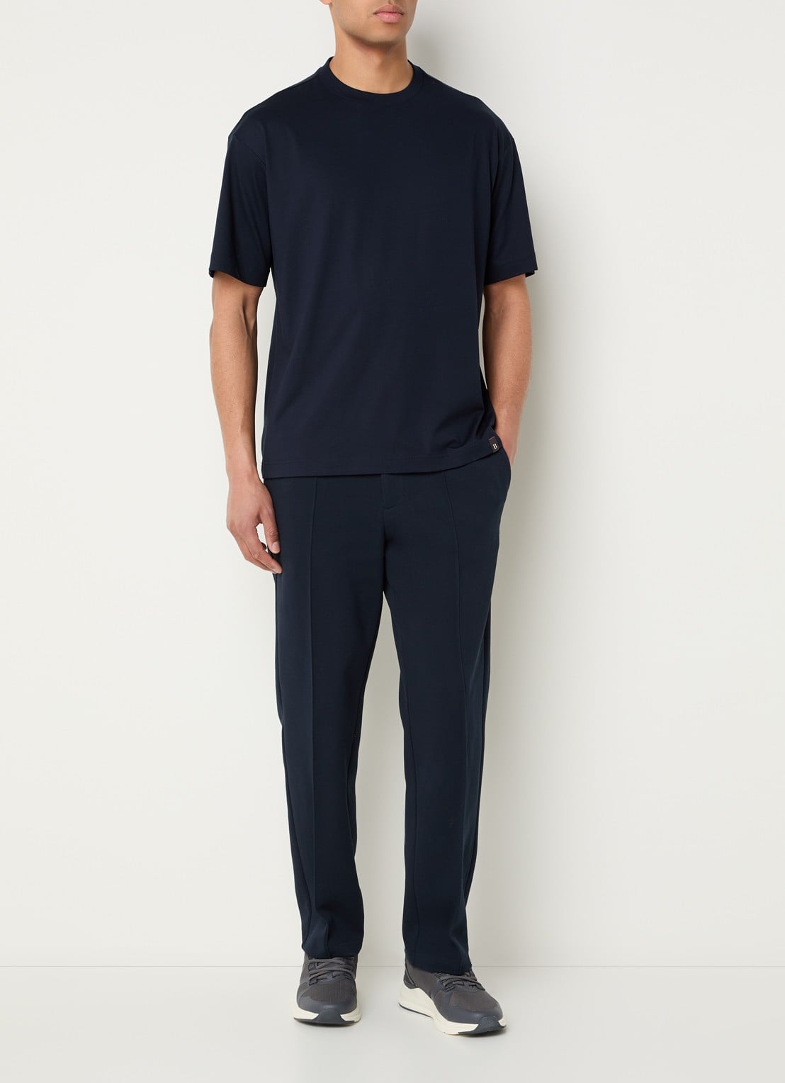 Boggi Milano T-shirt met ronde hals - voorkant 2 donkerblauw