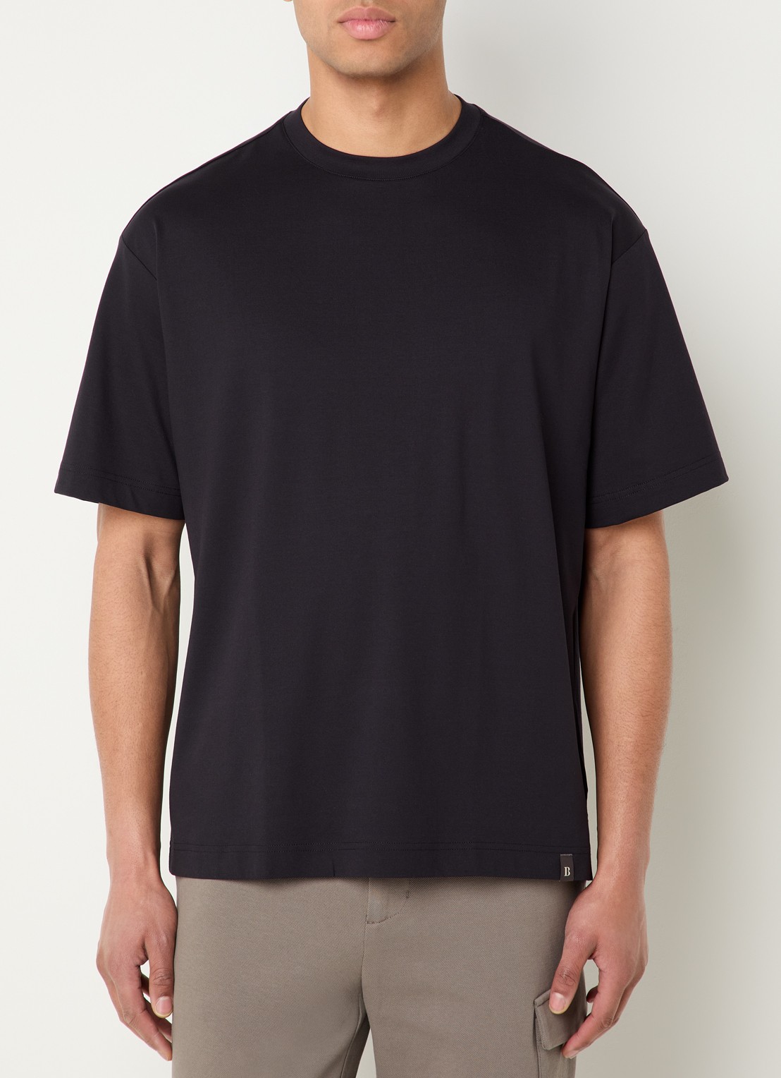 Boggi Milano T-shirt met ronde hals - detail 4 zwart