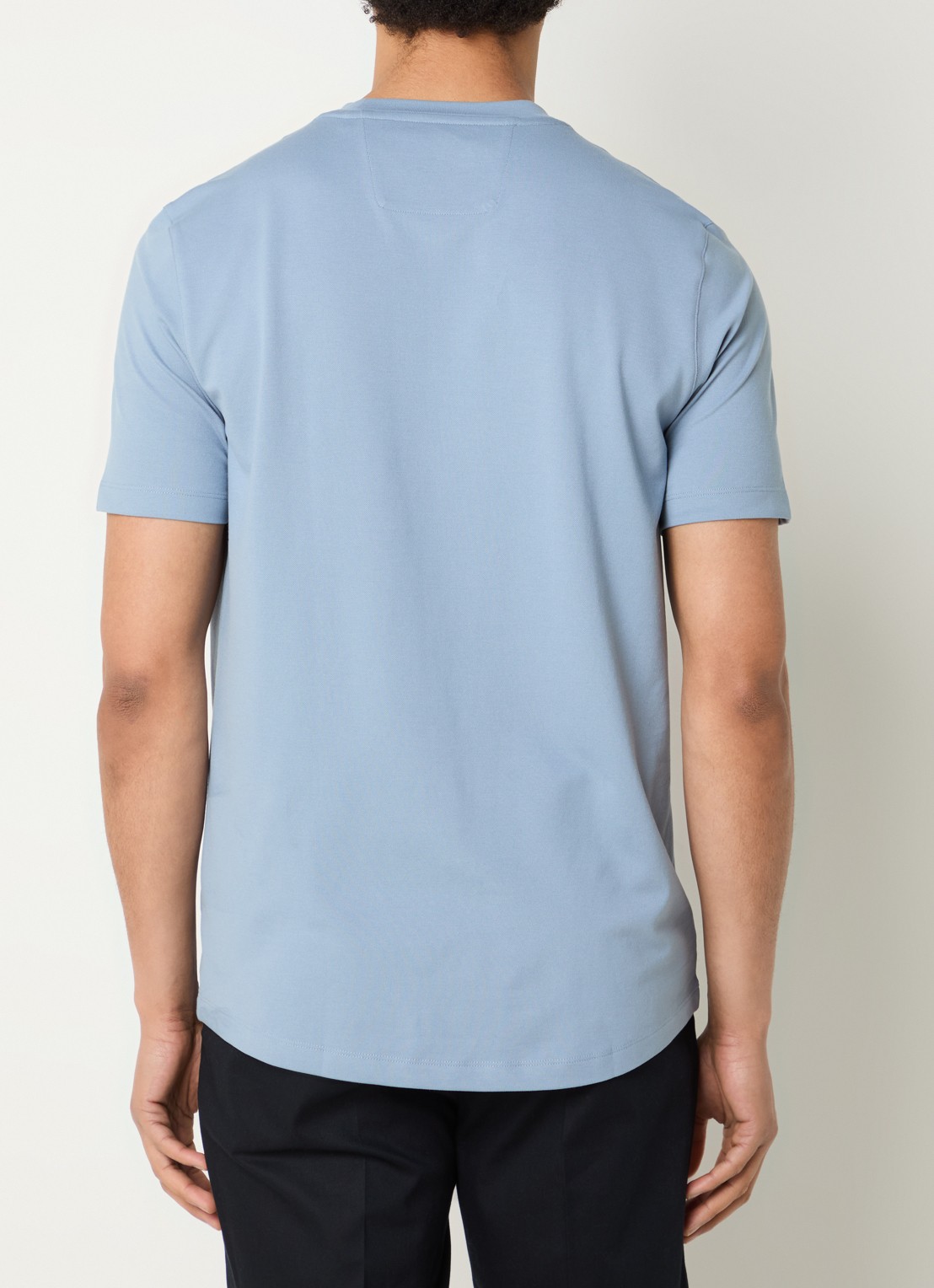 Boggi Milano T-shirt met ronde hals - achterkant 3 staalblauw