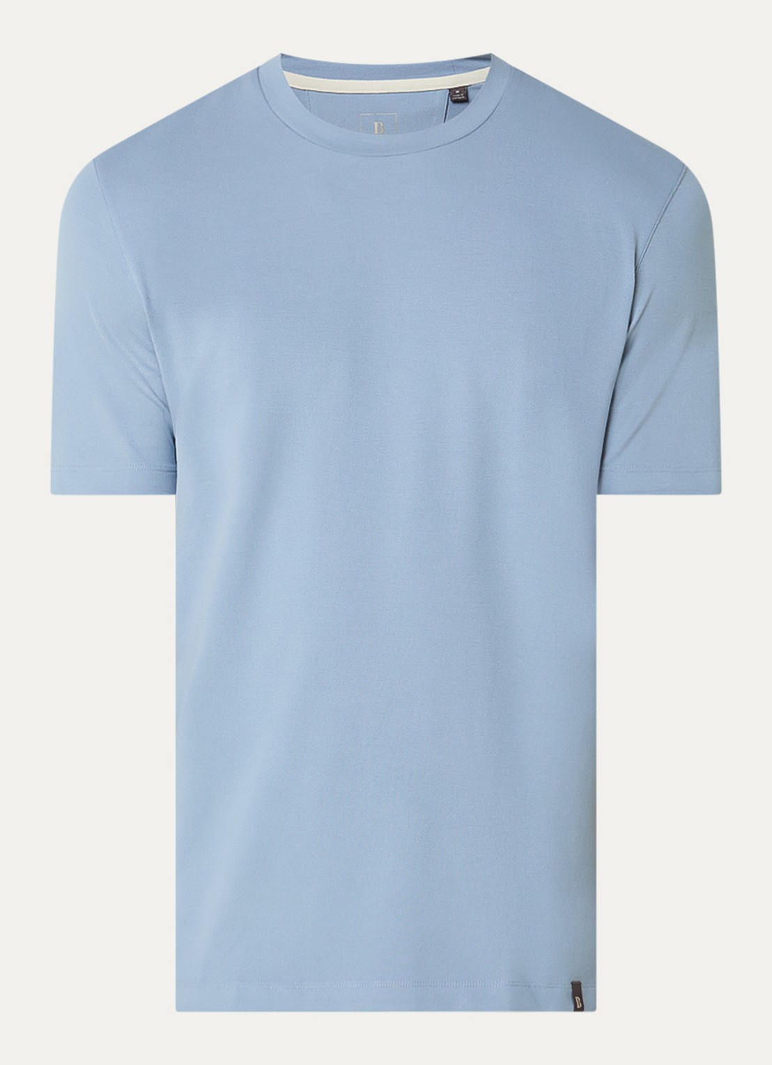 Boggi Milano T-shirt met ronde hals - voorkant staalblauw