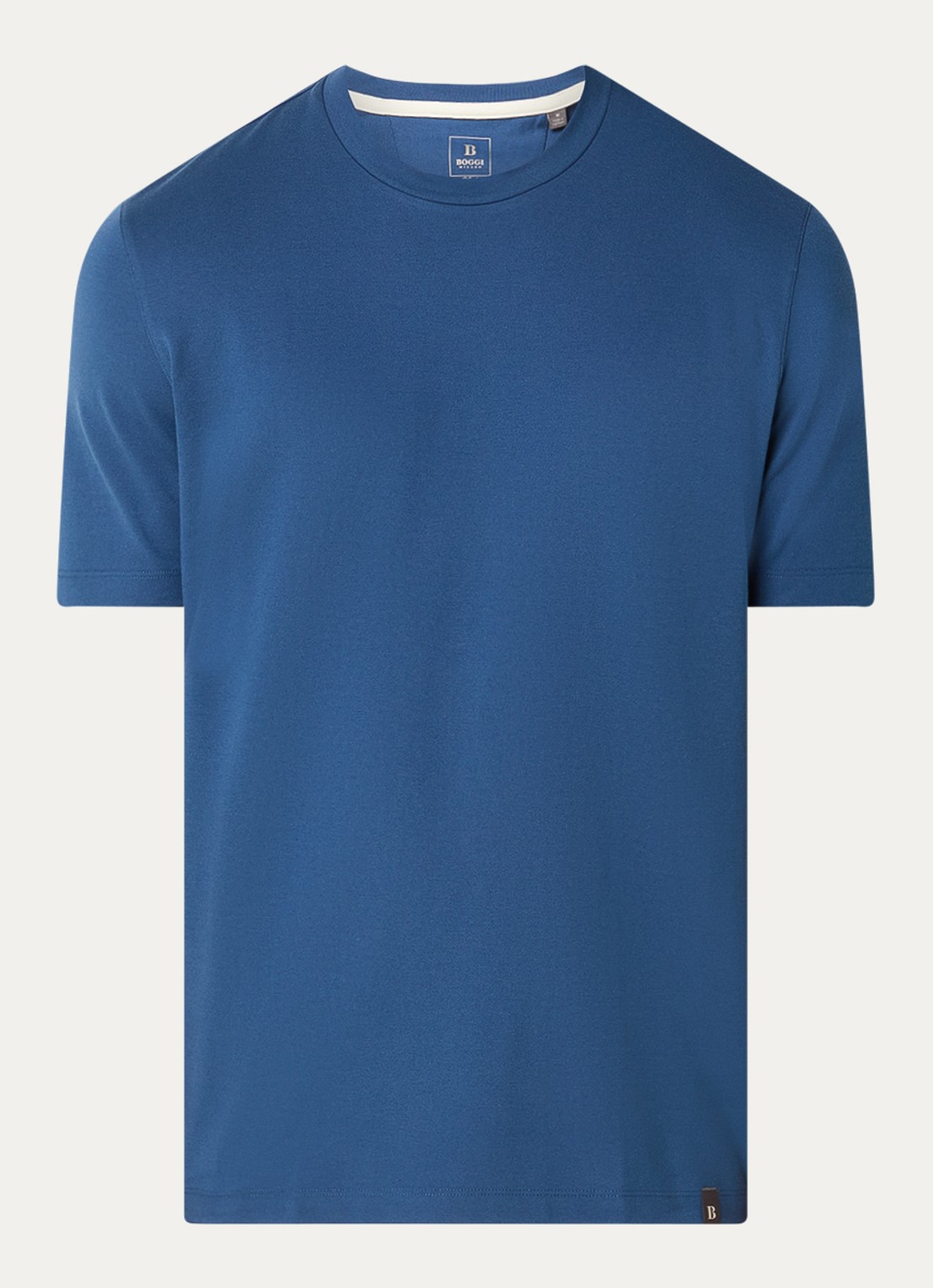 Boggi Milano T-shirt met ronde hals - voorkant indigo