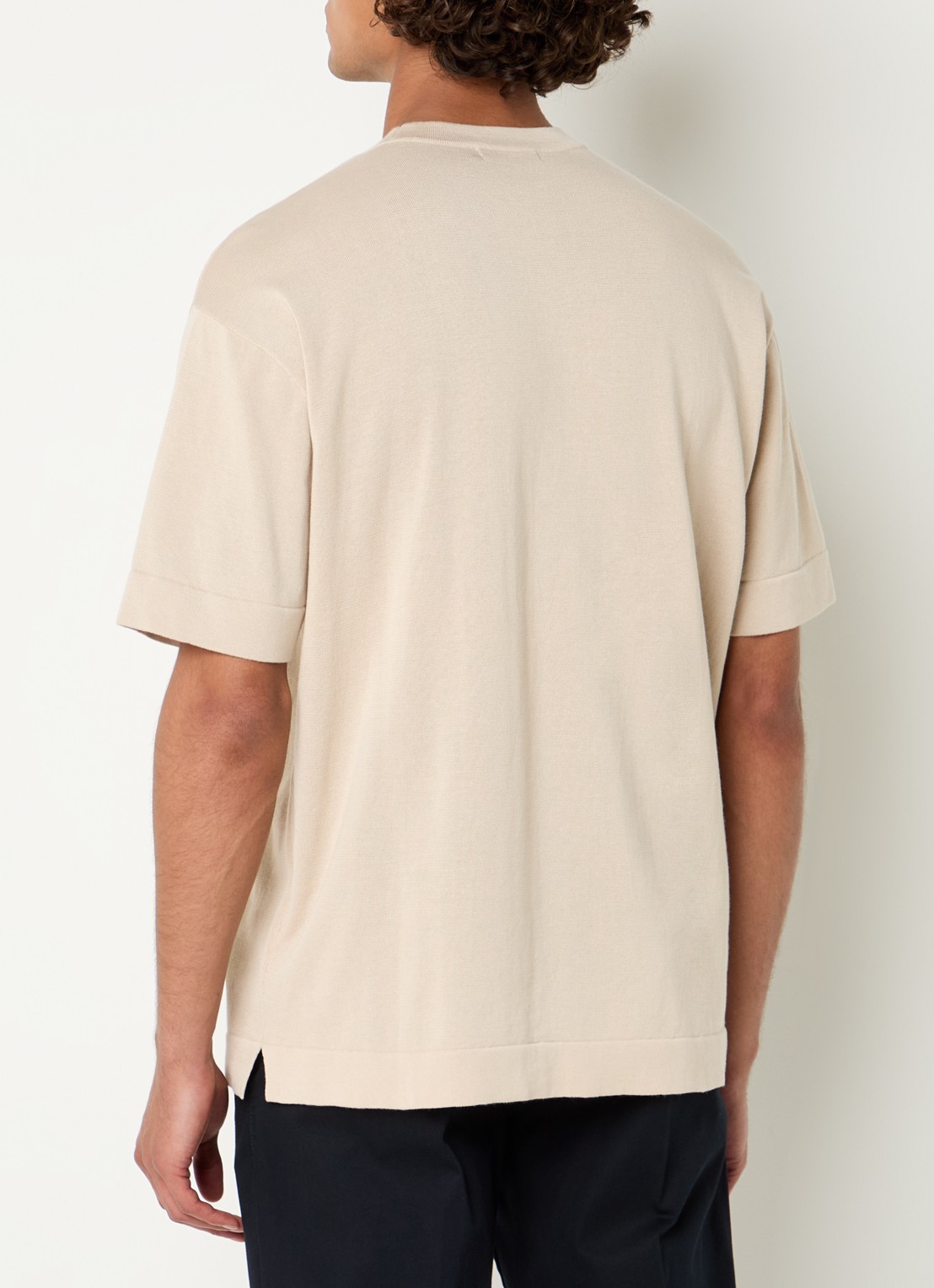 Boggi Milano T-shirt met ronde hals - achterkant 4 beige