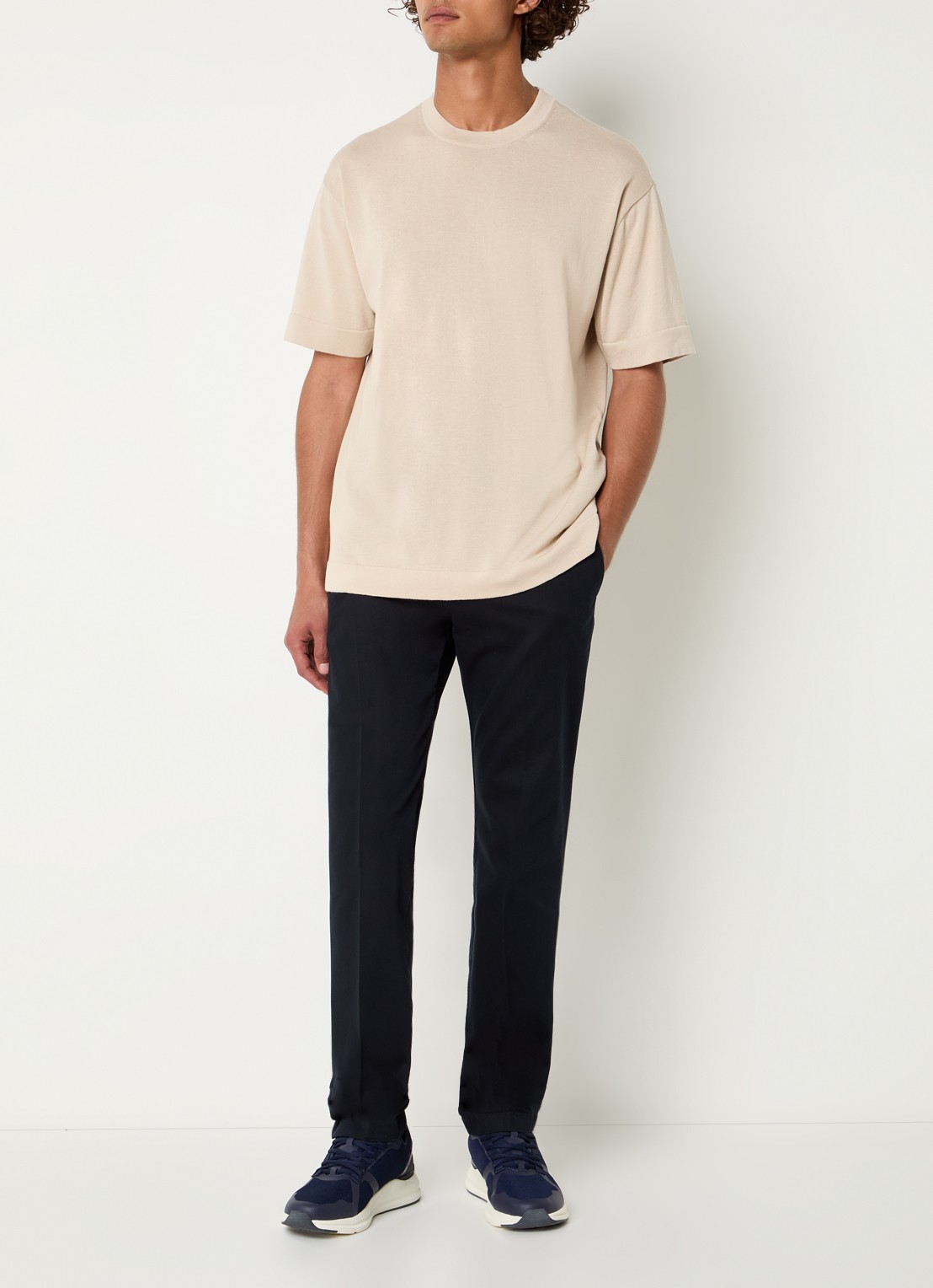 Boggi Milano T-shirt met ronde hals - voorkant 3 beige