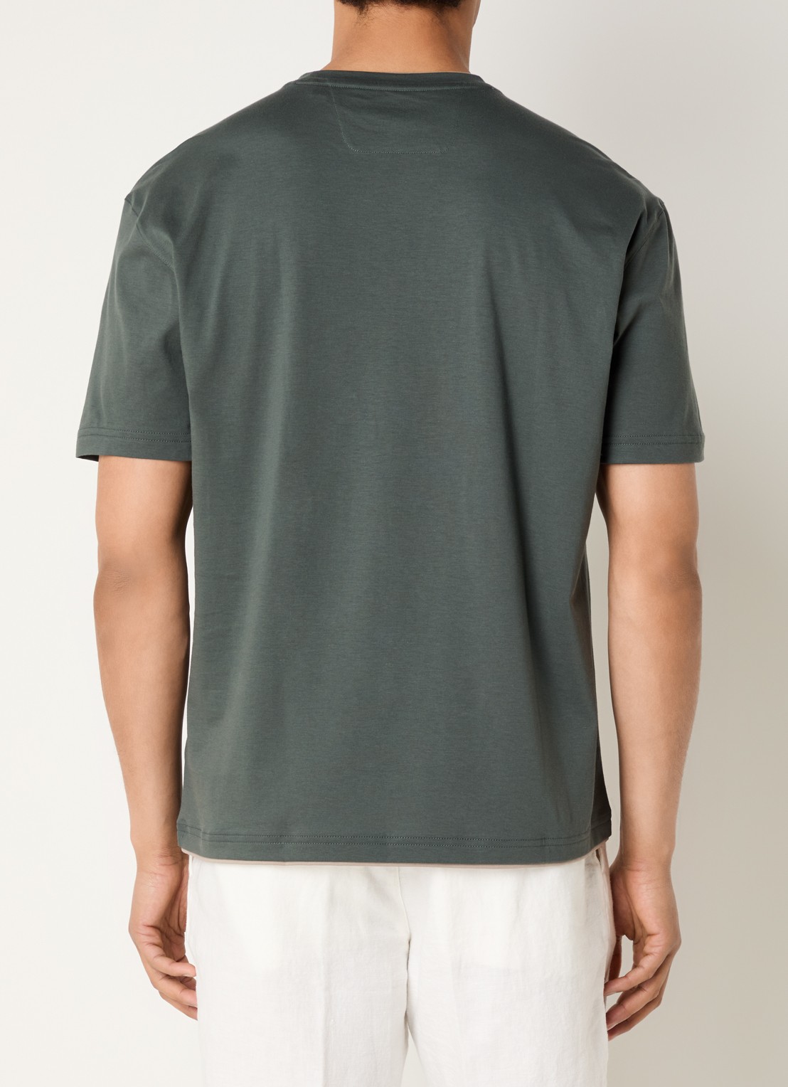 Boggi Milano T-shirt met ronde hals - achterkant legergroen