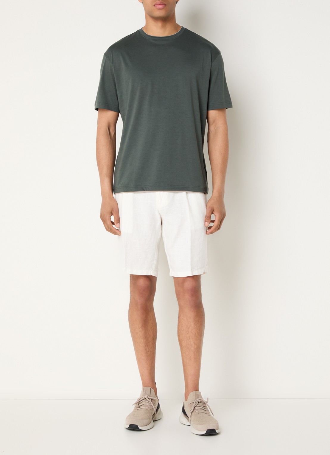 Boggi Milano T-shirt met ronde hals - voorkant 3 legergroen