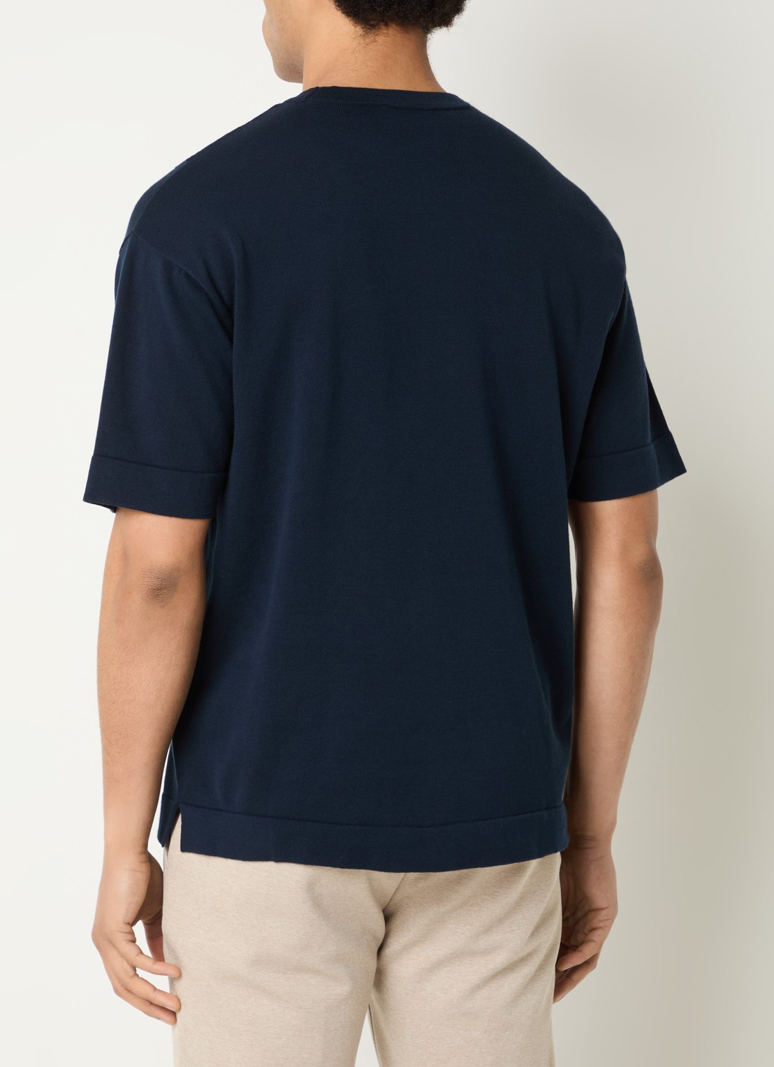 Boggi Milano T-shirt met ronde hals - achterkant 4 donkerblauw