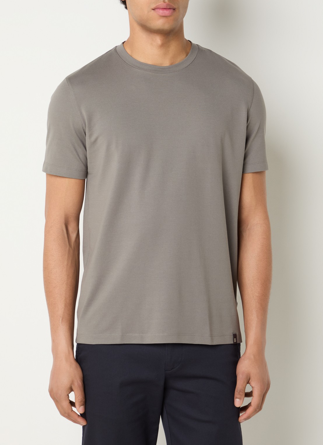 Boggi Milano T-shirt met ronde hals - detail 3 olijfgroen