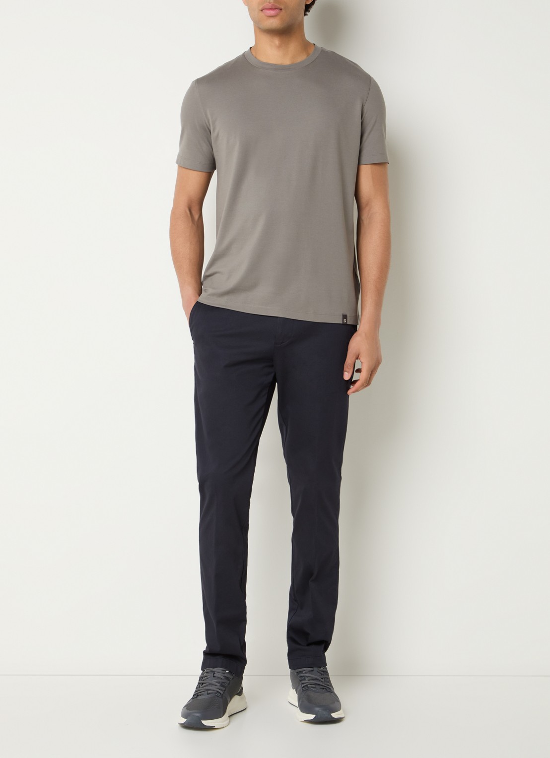 Boggi Milano T-shirt met ronde hals - voorkant 2 olijfgroen