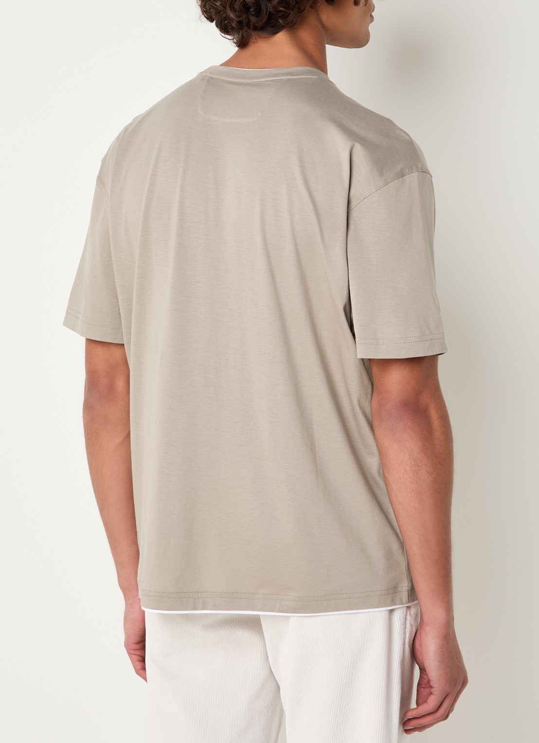 Boggi Milano T-shirt met ronde hals - achterkant donkerbeige